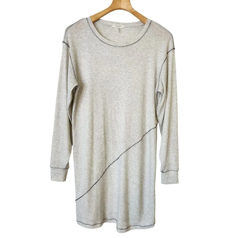 Rag & Bone The Knit Ribbed Dress Long Sleeve Grey Cute Soft Sporty Comfy Small - Picture 1 of 9